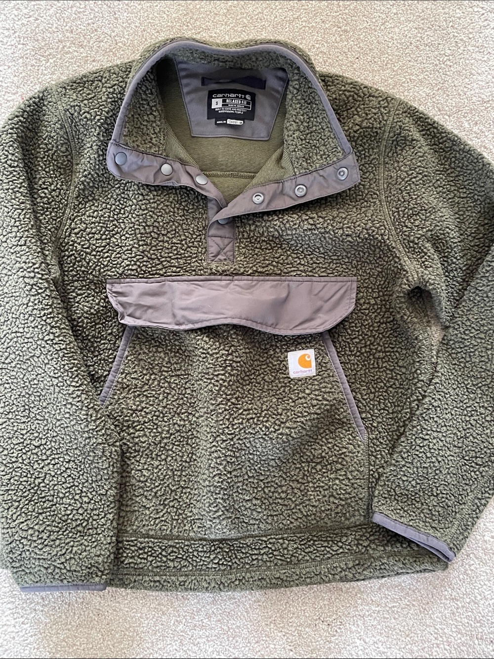 Carhartt Olive Green Men’s Sherpa Fleece Pullover
